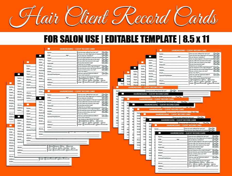  Hairdressing Client Record Cards 